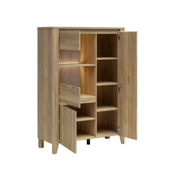 Vitrineskap SAWIRA 107x152 cm - 3 dører - eik mauvella