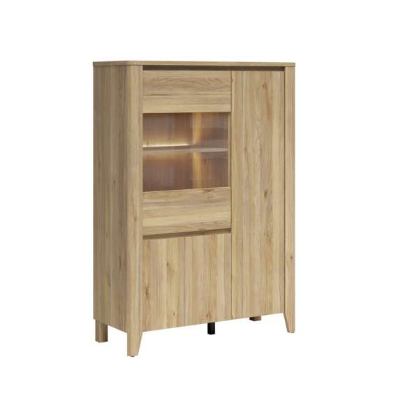 Vitrineskap SAWIRA 107x152 cm - 3 dører - eik mauvella