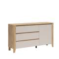 Skjenk SAWIRA 160x90 cm - 3 skuffer - 1 dør - eik mauvella - cashmere