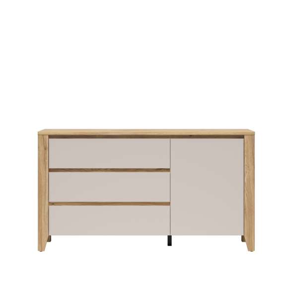 Skjenk SAWIRA 160x90 cm - 3 skuffer - 1 dør - eik mauvella - cashmere