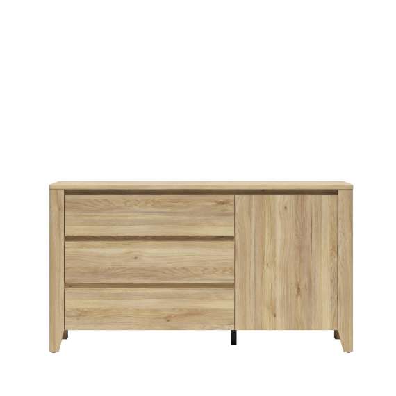 Skjenk SAWIRA 160x90 cm - 3 skuffer - 1 dør - eik mauvella