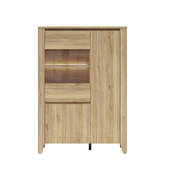 Vitrineskap SAWIRA 107x152 cm - 3 dører - eik mauvella