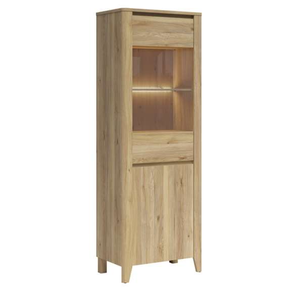 Vitrineskap SAWIRA 70x200 cm - 2 dører - eik mauvella
