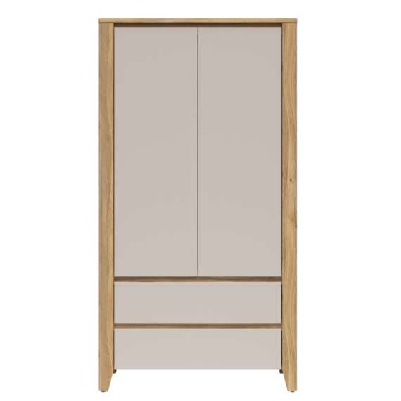 Garderobeskap SAWIRA 106x200 cm - 2 dører - 2 skuffer - eik mauvella - cashmere