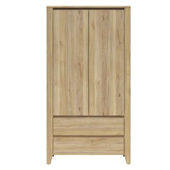 Garderobeskap SAWIRA 106x200 cm - 2 dører - 2 skuffer - eik mauvella