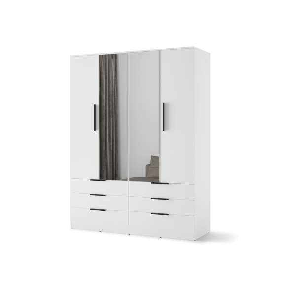 Garderobeskap AVERA 170x225 cm - hvit matt - 6 skuffer
