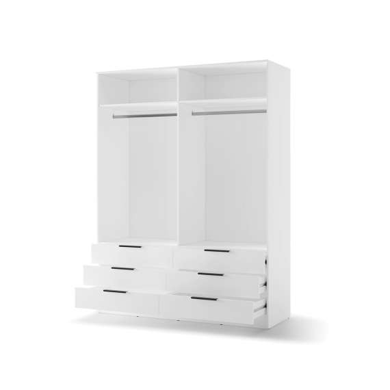Garderobeskap AVERA 170x225 cm - hvit matt - 6 skuffer
