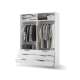 Garderobeskap AVERA 170x225 cm - hvit matt - 6 skuffer