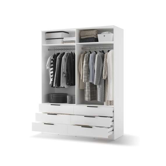 Garderobeskap AVERA 170x225 cm - hvit matt - 6 skuffer