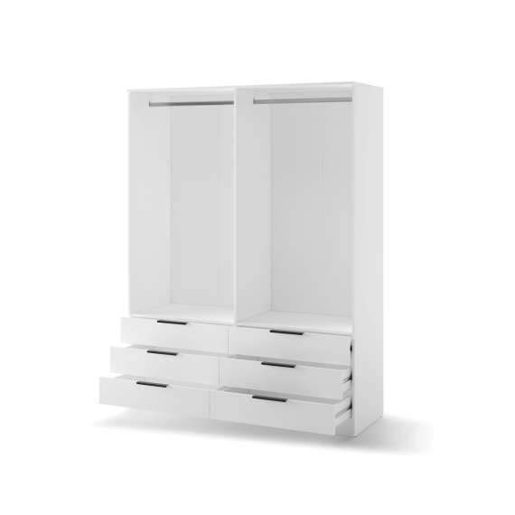 Garderobeskap AVERA 170x225 cm - hvit matt - 6 skuffer
