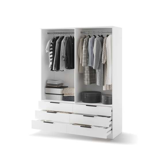 Garderobeskap AVERA 170x225 cm - hvit matt - 6 skuffer