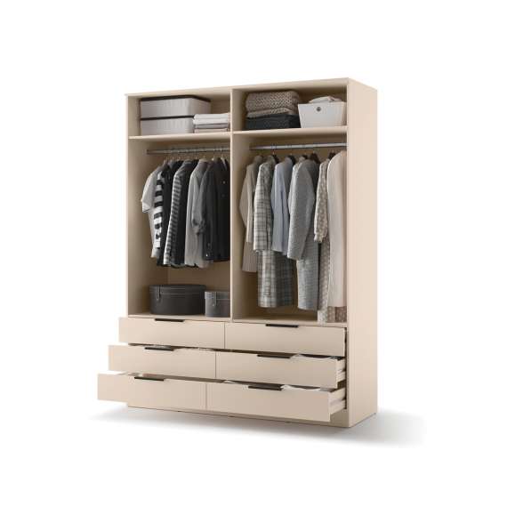 Garderobeskap AVERA 170x225 cm - beige sand - 6 skuffer
