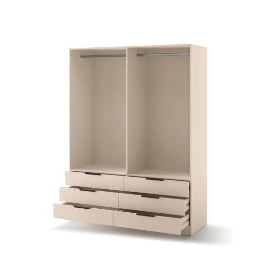 Garderobeskap AVERA 170x225 cm - beige sand - 6 skuffer