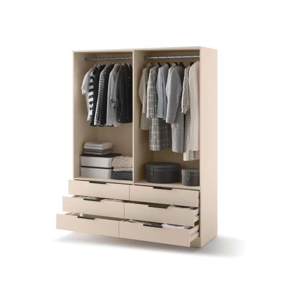 Garderobeskap AVERA 170x225 cm - beige sand - 6 skuffer