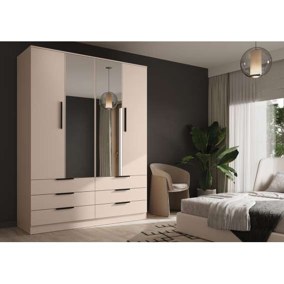 Garderobeskap AVERA 170x225 cm - beige sand - 6 skuffer
