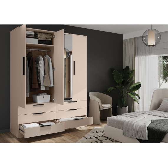 Garderobeskap AVERA 170x225 cm - beige sand - 6 skuffer