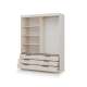 Garderobeskap KERA 170x225 cm - beige sand - skyvedører - 6 skuffer