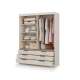 Garderobeskap KERA 170x225 cm - beige sand - skyvedører - 6 skuffer