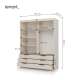 Garderobeskap KERA 170x225 cm - beige sand - skyvedører - 6 skuffer