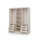 Garderobeskap VIRA 180x215 cm - beige sand matt - skyvedører - 6 skuffer