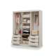Garderobeskap VIRA 180x215 cm - beige sand matt - skyvedører - 6 skuffer