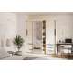 Garderobeskap VIRA 180x215 cm - beige sand matt - skyvedører - 6 skuffer