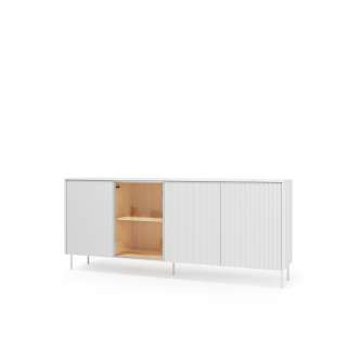 Skjenk LIBA 195x83 cm - hvit matt - eik - med LED lys
