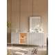 Skjenk LIBA 195x83 cm - hvit matt - eik - med LED lys
