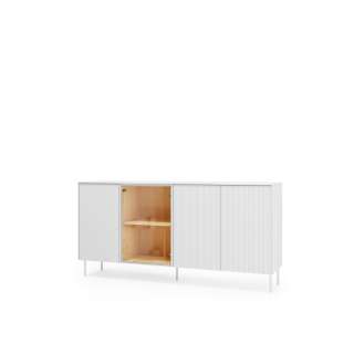 Skjenk LIBA 170x83 cm - hvit matt - eik - med LED lys