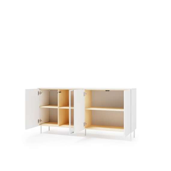 Skjenk LIBA 170x83 cm - hvit matt - eik - med LED lys