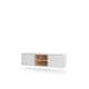 Tv-benk LIBA 147x42 cm - hvit matt - eik - vegghengt - med LED lys
