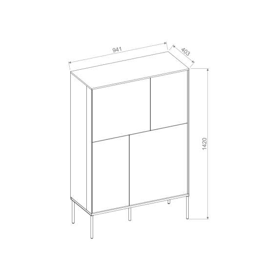 Skap LUSSO 94x142 cm - champagne - med 4 dører