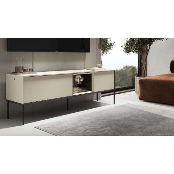 Tv-benk LUSSO 196x55 cm - champagne - med LED lys