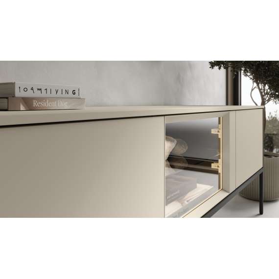Tv-benk LUSSO 196x55 cm - champagne - med LED lys
