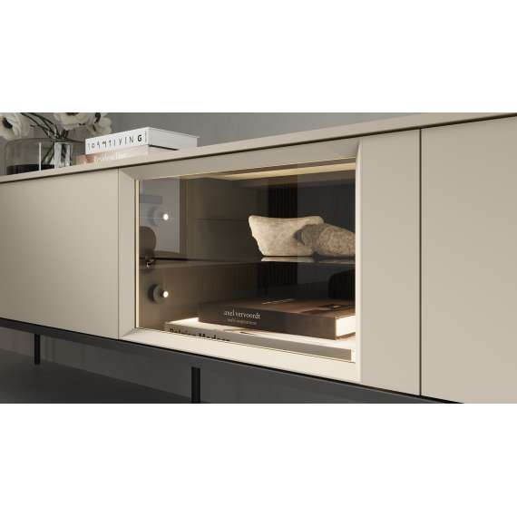 Tv-benk LUSSO 196x55 cm - champagne - med LED lys