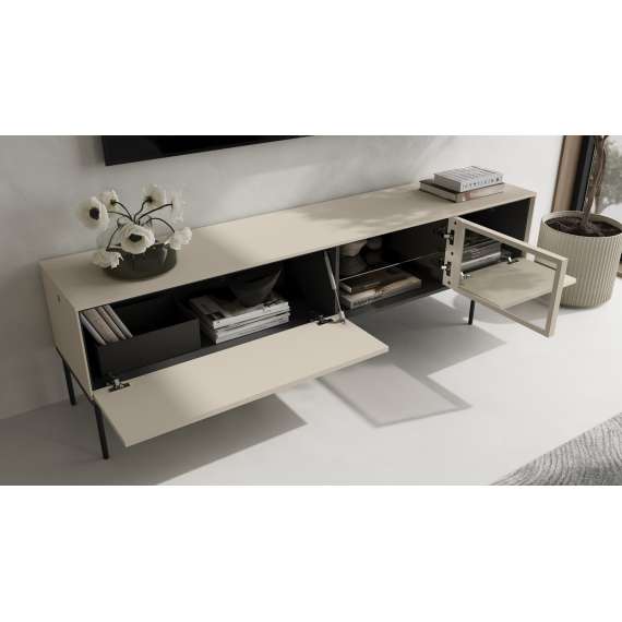 Tv-benk LUSSO 196x55 cm - champagne - med LED lys