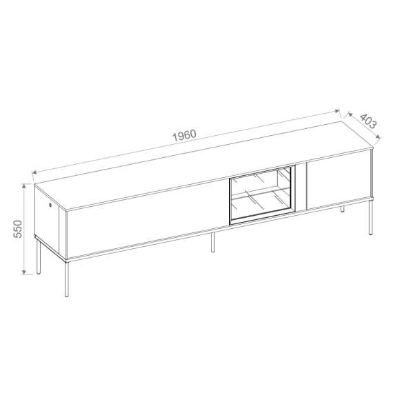 Tv-benk LUSSO 196x55 cm - champagne - med LED lys