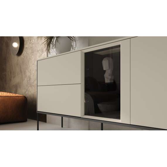 Skjenk LUSSO 166x85 cm - champagne - med LED lys
