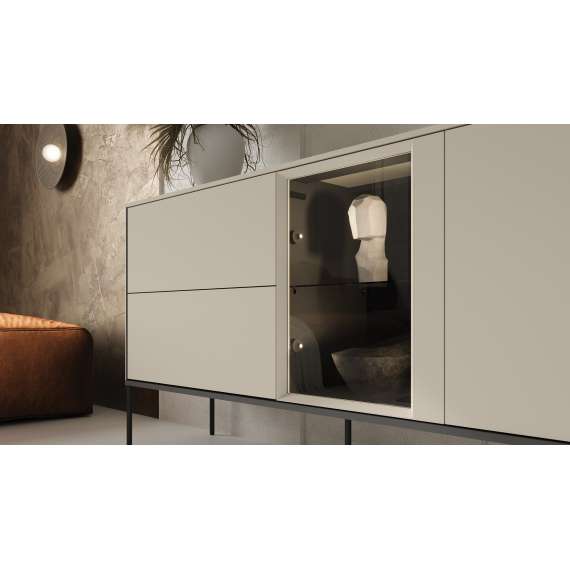 Skjenk LUSSO 166x85 cm - champagne - med LED lys