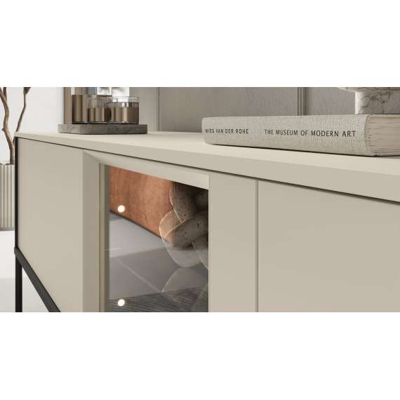Tv-benk LUSSO 166x55 cm - champagne - med LED lys