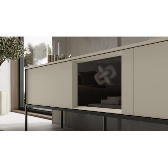 Tv-benk LUSSO 166x55 cm - champagne - med LED lys