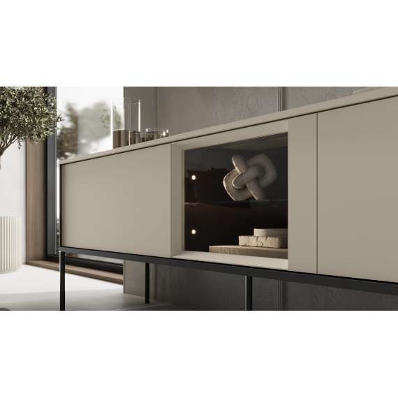 Tv-benk LUSSO 166x55 cm - champagne - med LED lys