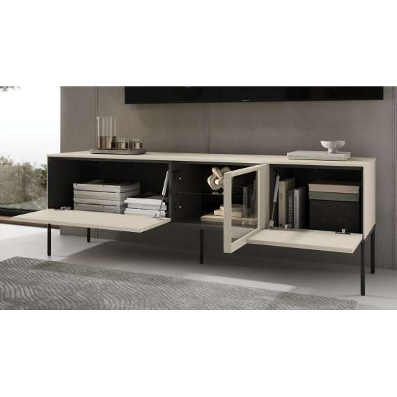 Tv-benk LUSSO 166x55 cm - champagne - med LED lys