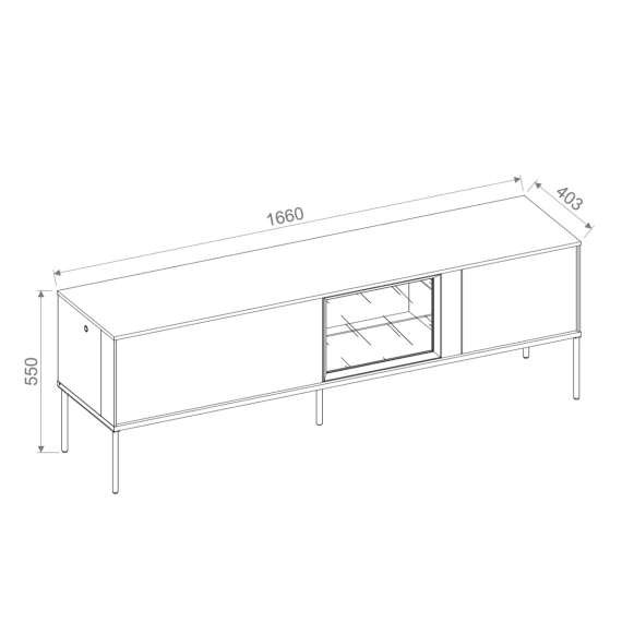 Tv-benk LUSSO 166x55 cm - champagne - med LED lys