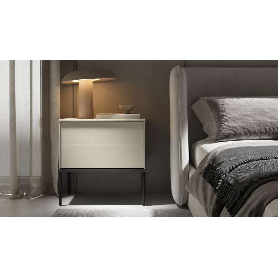 Nattbord LUSSO 56x55 cm - champagne - med 2 skuffer