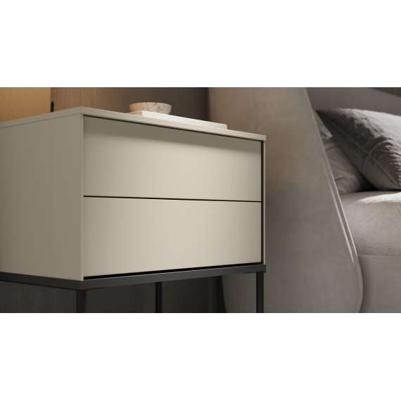 Nattbord LUSSO 56x55 cm - champagne - med 2 skuffer
