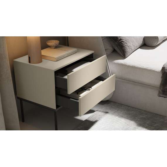 Nattbord LUSSO 56x55 cm - champagne - med 2 skuffer