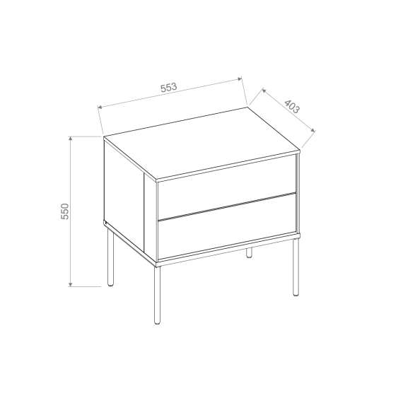 Nattbord LUSSO 56x55 cm - champagne - med 2 skuffer
