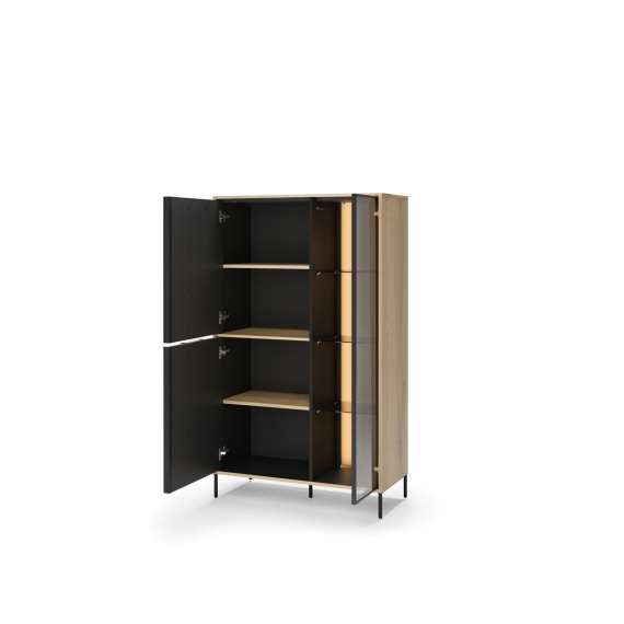 Vitrineskap ITAMI 90x151 cm - eik - med LED lys