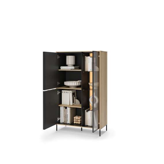 Vitrineskap ITAMI 90x151 cm - eik - med LED lys